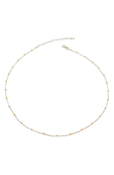 Monica Vinader Mixed Metal Beaded Chain Necklace In Silver