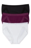 Natori 'bliss' French Cut Briefs In Imperial Purple/ Black/ White