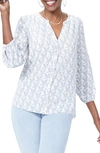 Nydj Printed Pintuck-back Blouse In Flock Together Mineral