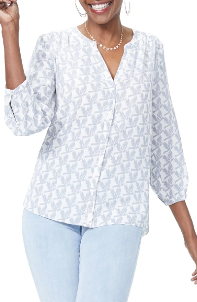 Nydj Printed Pintuck-back Blouse In Flock Together Mineral