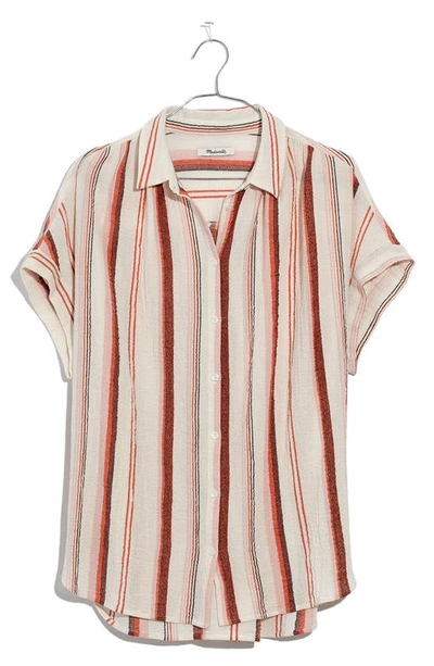 Madewell Central Stripe Shirt In Rusted Clay
