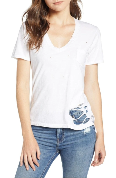 Prince Peter Distressed V-neck Tee In White