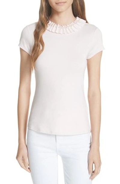 Ted Baker Nickita Imitation Pearl Neck Top In Nude Pink