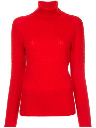 Thom Browne Wool Turtle Neck Sweater In Red