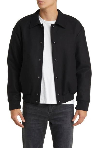 Frame Wool Varsity Jacket In Black