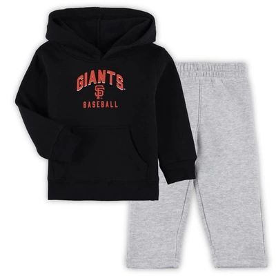 Outerstuff Baby Boys And Girls Black, Heather Gray San Francisco Giants Play By Play Pullover Hoodie And Pants In Black,heather Gray