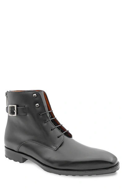 Mezlan Black Leather Boots - inside zip Mezlan Wing Tip Demi-Boot Black (21455) | MensDesignerShoe.com main image 4