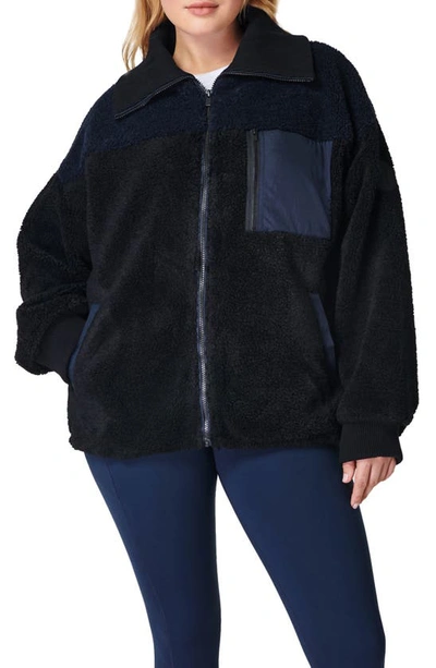 Sweaty Betty Editor High Pile Fleece Zip Jacket In Navy Blue