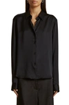 Khaite Argo Button-up Silk Shirt In Black