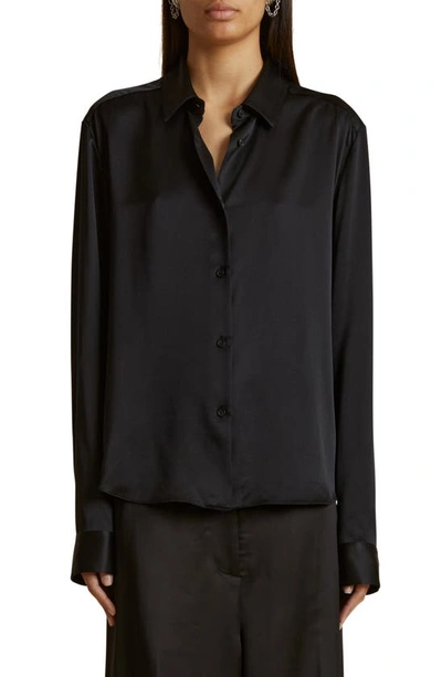 Khaite Argo Button-up Silk Shirt In Black