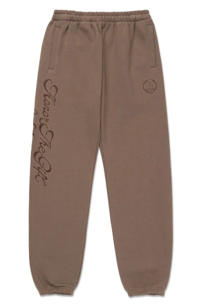 Honor The Gift Logo Script Cotton Sweatpants In Grey