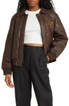 Honor The Gift Wool Blend Quilted Bomber Jacket In Brown