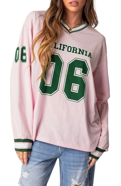 Edikted Cali Oversize Baseball T-shirt In Light-pink