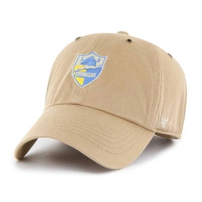 47 ' Khaki Los Angeles Chargers Overton Clean Up Adjustable Hat