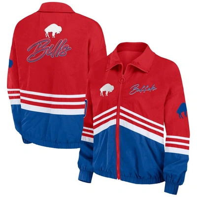 Wear By Erin Andrews Red Buffalo Bills Vintage Throwback Windbreaker Full-zip Jacket