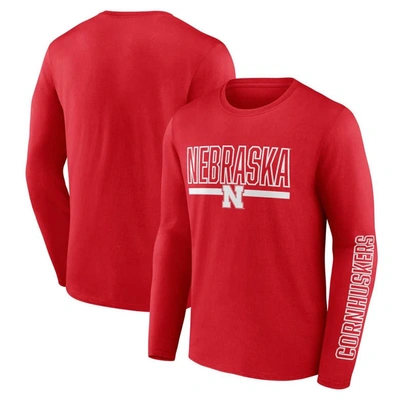 Profile Men's  Scarlet Nebraska Huskers Big And Tall Two-hit Graphic Long Sleeve T-shirt