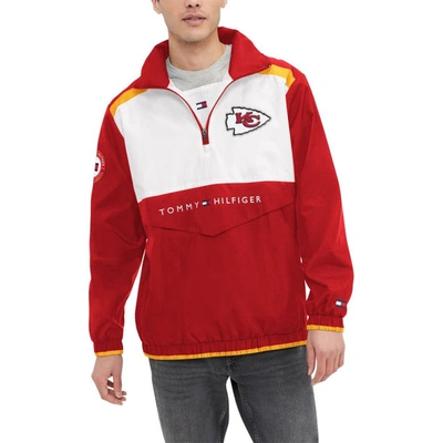 Tommy Hilfiger Men's  Red, White Kansas City Chiefs Carter Half-zip Hooded Jacket In Red,white