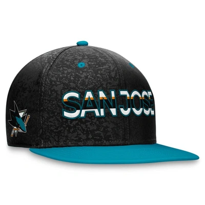 Fanatics Branded  Black/teal San Jose Sharks Authentic Pro Rink Two-tone Snapback Hat In Black,teal