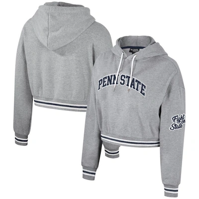 The Wild Collective Heather Gray Penn State Nittany Lions Cropped Shimmer Pullover Hoodie