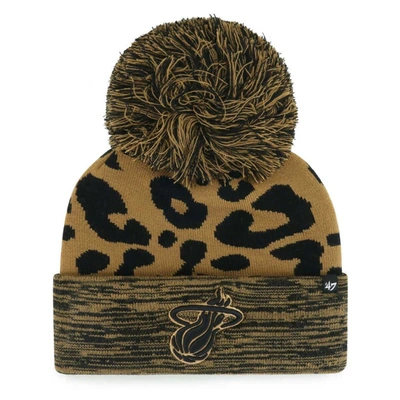 47 ' Leopard Miami Heat Rosette Cuffed Knit Hat With Pom