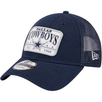 New Era Navy Dallas Cowboys Plate 9forty Trucker Adjustable Hat