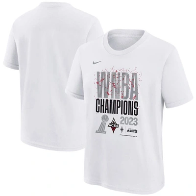 Nba Kids' Youth Nike White Las Vegas Aces 2023 W Finals Champions Authentic Parade T-shirt