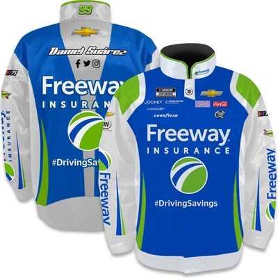 Trackhouse Racing Team Collection Black Daniel Suarez Freeway Insurance Nylon Uniform Full-snap Jac In Blue