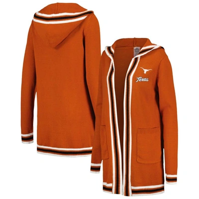 Gameday Couture Texas Orange Texas Longhorns One More Round Tri-blend Striped Hooded Cardigan Sweate In Burnt Orange