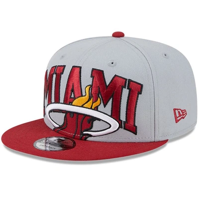 New Era Men's  Gray, Red Miami Heat Tip-off Two-tone 9fifty Snapback Hat In Gray,red