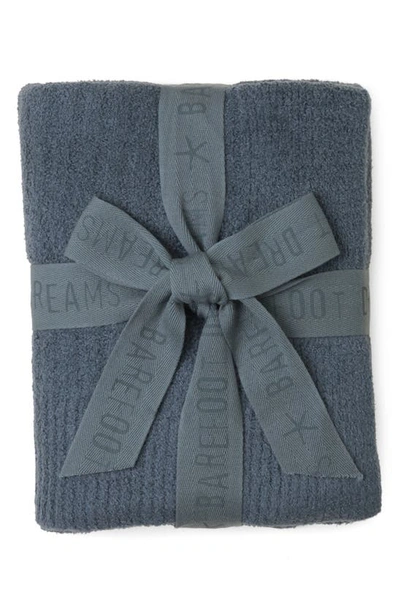 Barefoot Dreams Ribbed Blanket In Smokey Blue