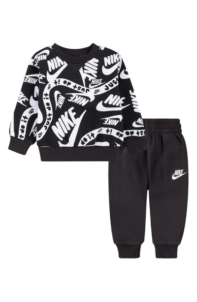 Nike Babies'  Sportswear Club Crewneck Sweatshirt & Joggers Set In Black