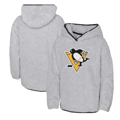 Outerstuff Kids' Girls Youth Heather Gray Pittsburgh Penguins Ultimate Teddy Fleece Pullover Hoodie