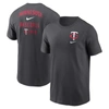 Nike Charcoal Minnesota Twins Logo Sketch Bar T-shirt In Grey
