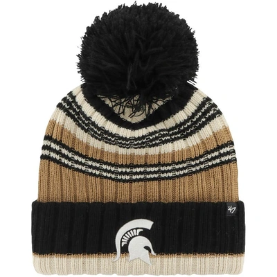 47 Brand '47 Khaki Michigan State Spartans Barista Cuffed Knit Hat With Pom