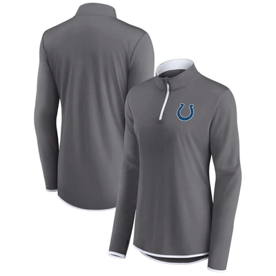 Fanatics Branded  Gray Indianapolis Colts Corner Long Sleeve 1/4 Zip Top