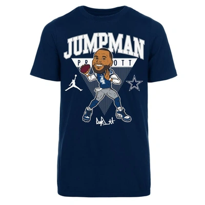 Jordan Brand Kids' Youth  Dak Prescott Navy Dallas Cowboys Head Graphic T-shirt