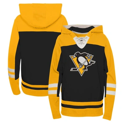 Outerstuff Kids' Youth Black Pittsburgh Penguins Ageless Revisited Lace-up V-neck Pullover Hoodie