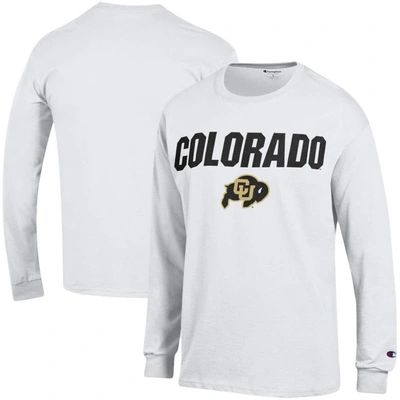 Champion White Colorado Buffaloes Straight Over Logo Long Sleeve T-shirt