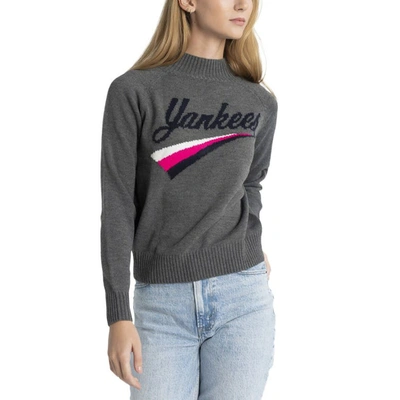 Lusso Gray New York Yankees Serena Raglan Pullover Sweater