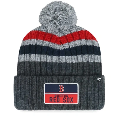 47 ' Gray Boston Red Sox Stack Cuffed Knit Hat With Pom