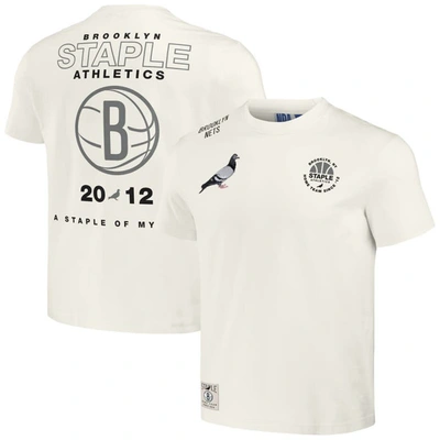 Staple Nba X  Cream Brooklyn Nets Home Team T-shirt
