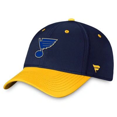 Fanatics Branded  Navy/gold St. Louis Blues Authentic Pro Rink Two-tone Flex Hat In Navy,gold