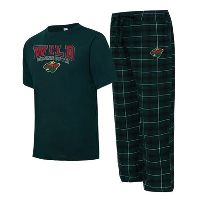Concepts Sport Men's  Green, Black Minnesota Wild Arctic T-shirt And Pajama Pants Sleep Set In Green,black