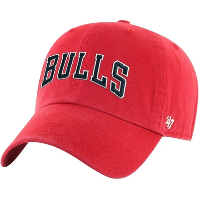 47 ' Red Chicago Bulls Core Wordmark Clean Up Adjustable Hat