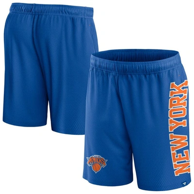 Fanatics Branded Blue New York Knicks Post Up Mesh Shorts