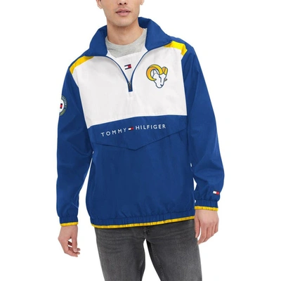 Tommy Hilfiger Men's  Royal, White Los Angeles Rams Carter Half-zip Hooded Top In Royal,white