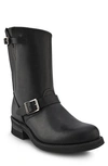 Frye Engineer Biker Boot In Black - Greasy Leather