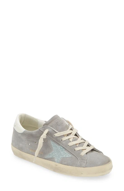 Golden Goose Super-star Glitter Detail Low Top Sneaker In Grey/ Blue