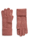 Treasure & Bond Cable Knit Gloves In Pink Peach