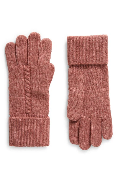 Treasure & Bond Cable Knit Gloves In Pink Peach